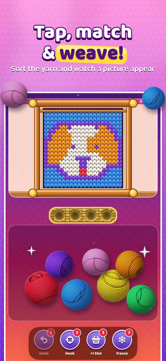 A finished woven puppy pattern